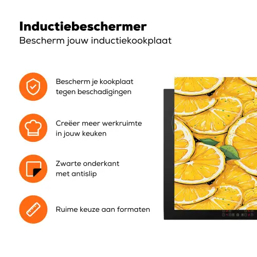 Grafisch - Citroenschijven - Blaadjes Inductie beschermer vinyl 3mm klein 276 -zzzzzzz-td-ups