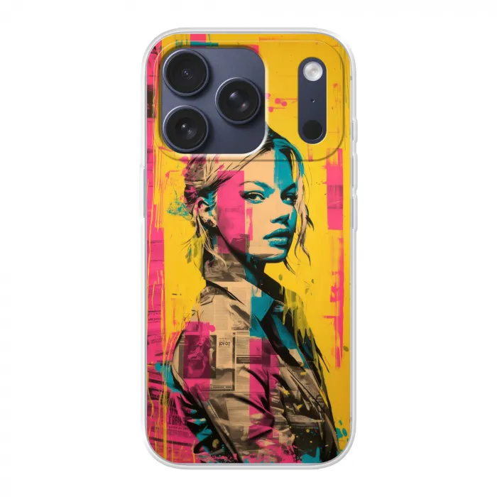 Vrouw - Verfstrepen - Gekleurd Telefoonhoesje iPhone 17 Pro klein -3d