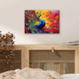 Pauw - Kunst - Schilderij - Pauwenveren aluminium wit klein -sfeer3
