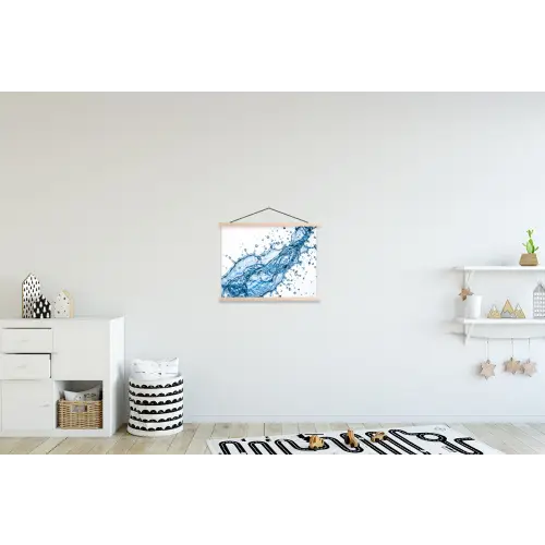 Spash - Water - Blauw textielposter latten blank klein -kinderkamer