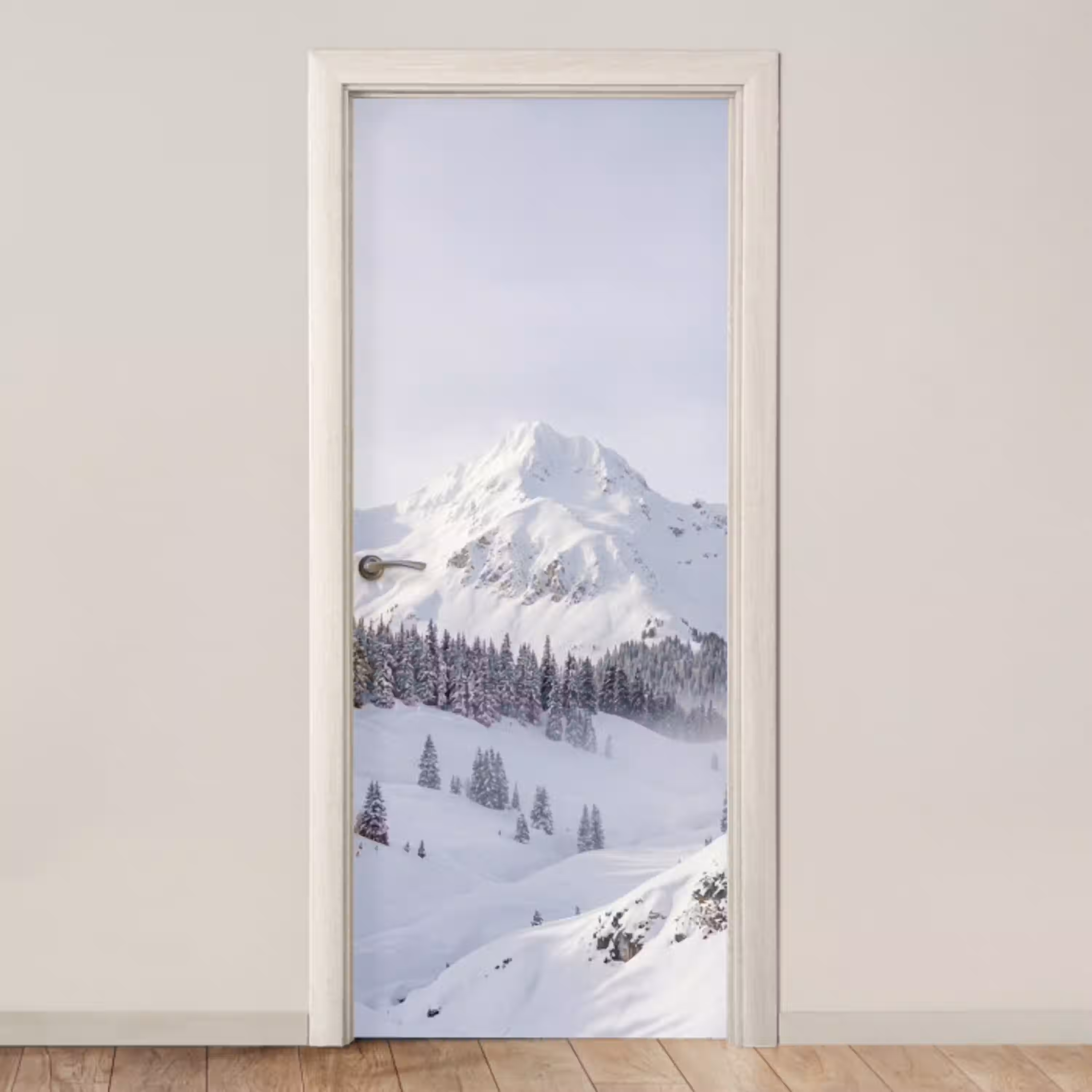 Berg - Sneeuw - Winter - Natuur - Wit deurposter klein -3d_beige