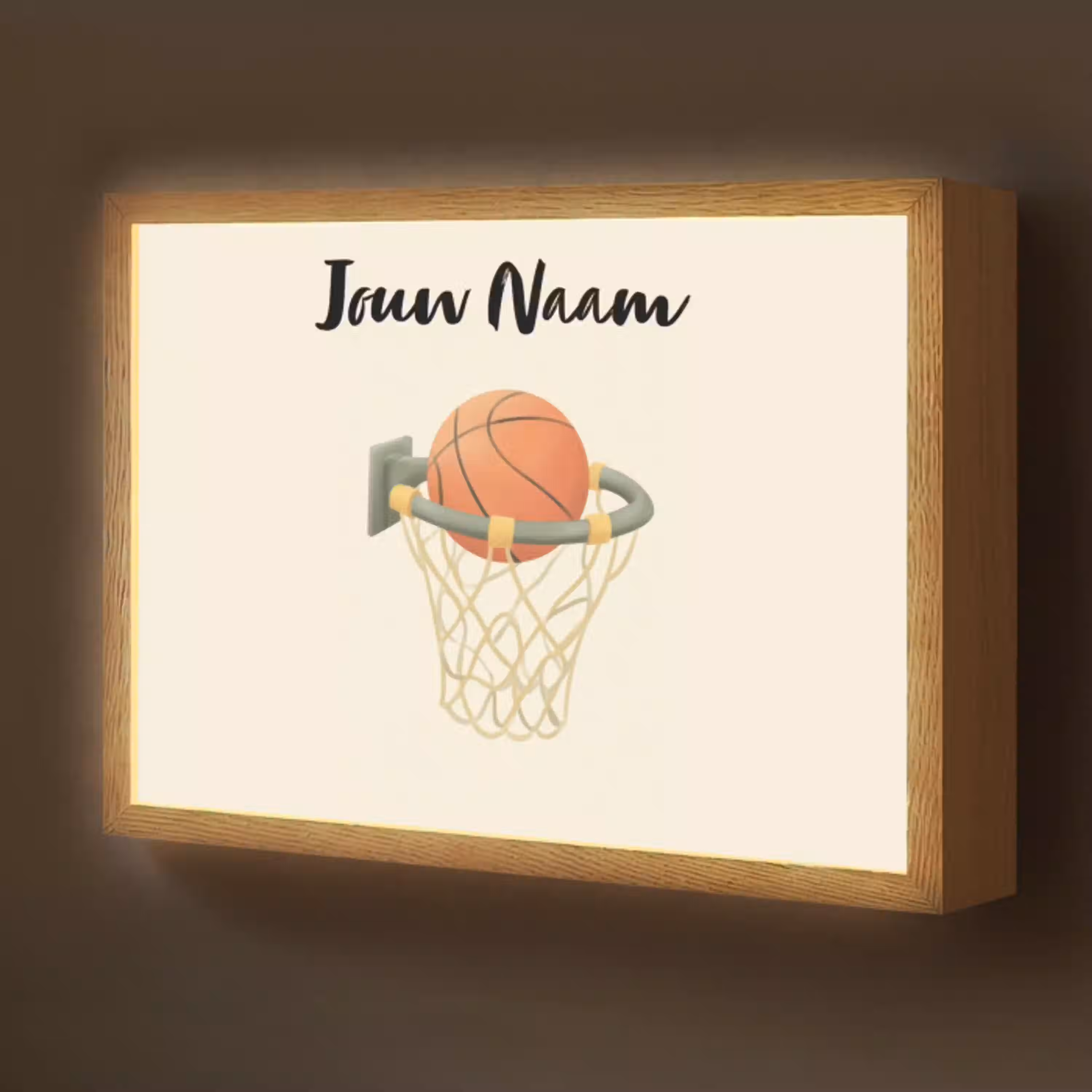 Basketbal - Net - Oranje Light Box met batterij (Wandlamp kind) middel -z3d_website