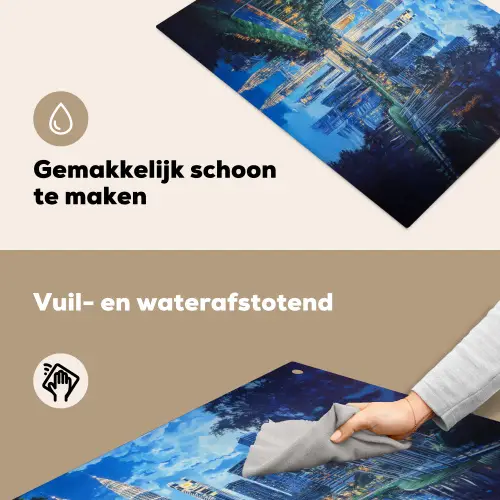 Stad Kuala Lumpur - Skyline - Wolkenkrabbers - Water Inductie beschemer met haakjes klein -ky-schoon-nl