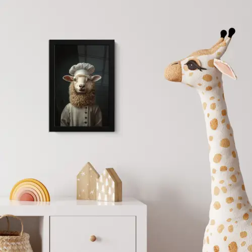 Schaap - Wol - Kok fotolijst zwart zonder passe partout klein -usfeer4_kinderkamer