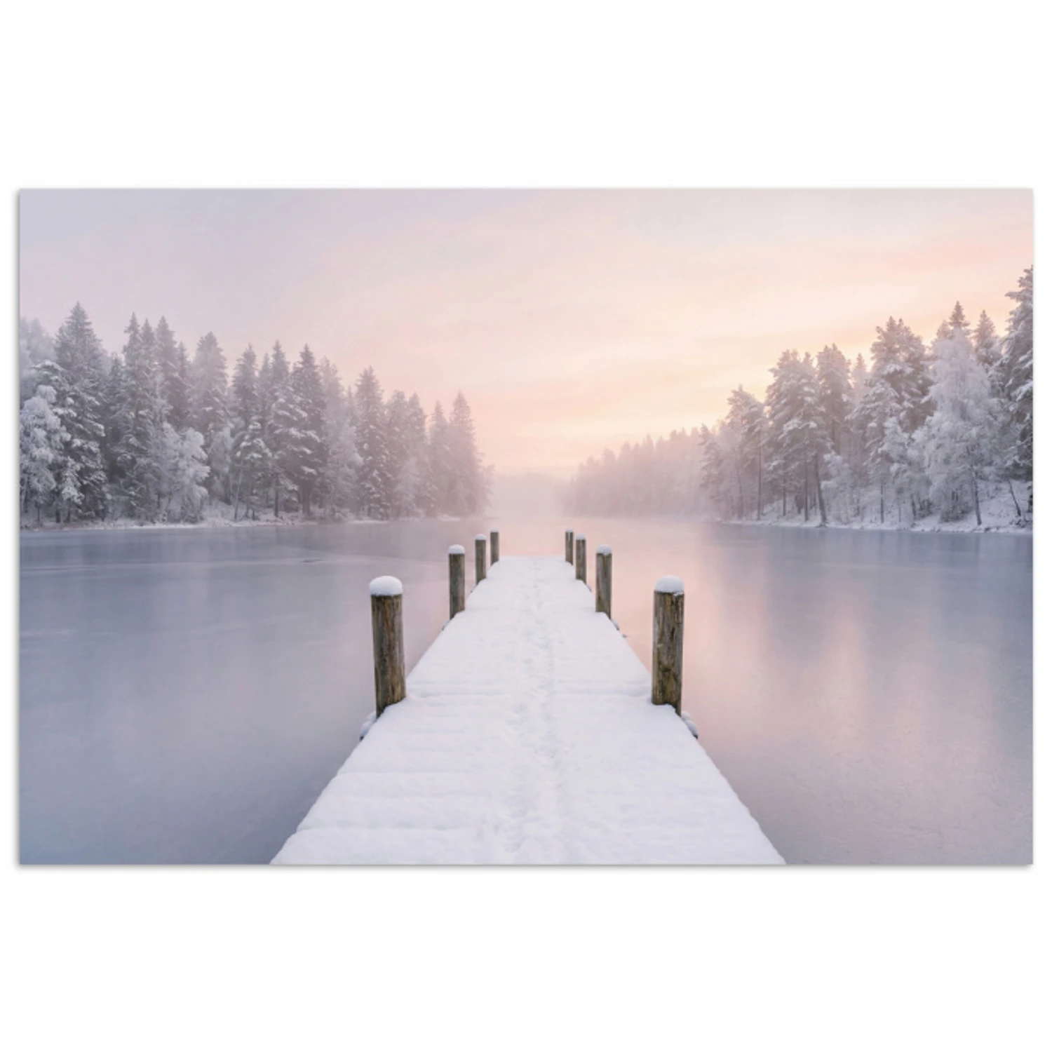 Steiger - Meer - Mist - Winter - Serene poster papier klein -3d