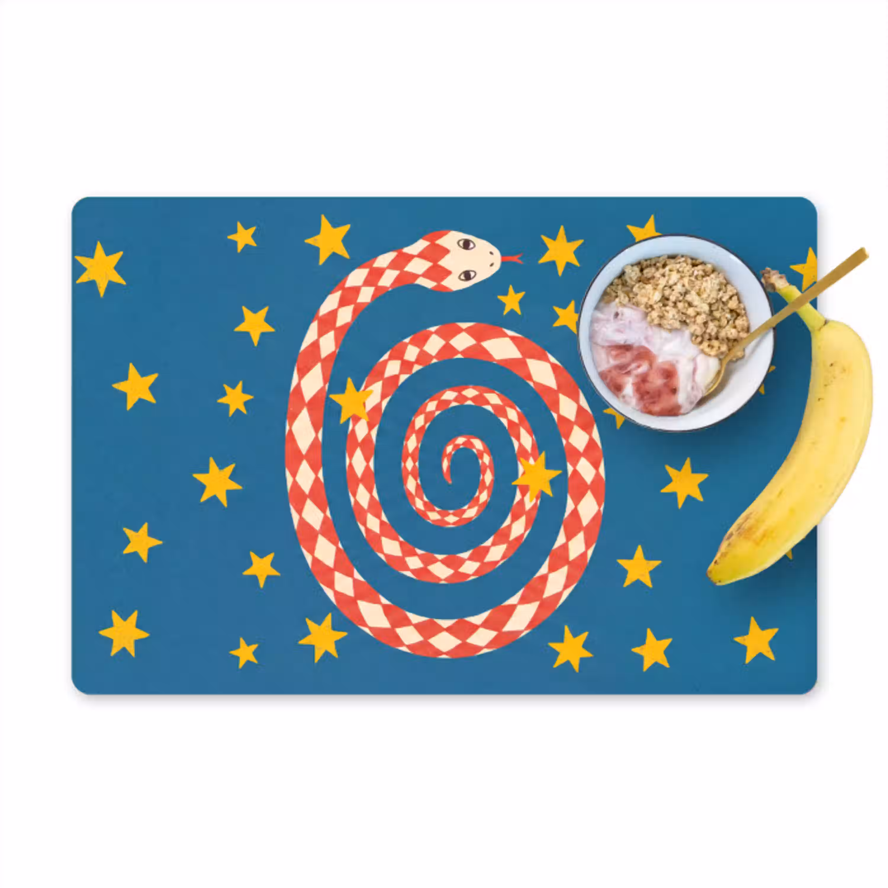 Slang - Spiraal - Dieren - Illustratie - Rood Placemat vinyl groot -zzzproduct_Kitchenyeah-website
