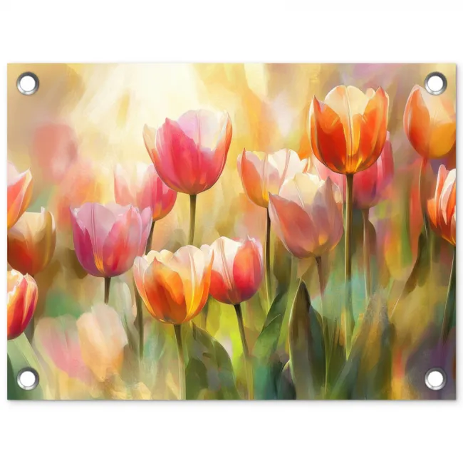 Tulpen - Sprookjesachtig - Kleurrijk tuinposter los doek klein -3d