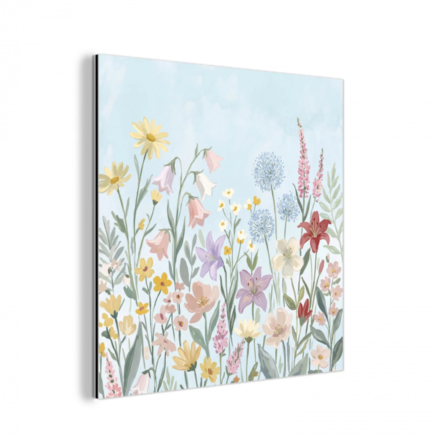 Weidebloemen - Illustratie - Kleurrijk aluminium wit klein -3d