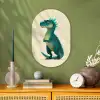 Dinosaurus - Turquoise - Stekels Wandcirkel Ovaal Forex klein -sfeer2