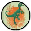 Dinosaurus - Groen - Planten - Cirkel Fotolijst rond zonder passe partout klein -3d