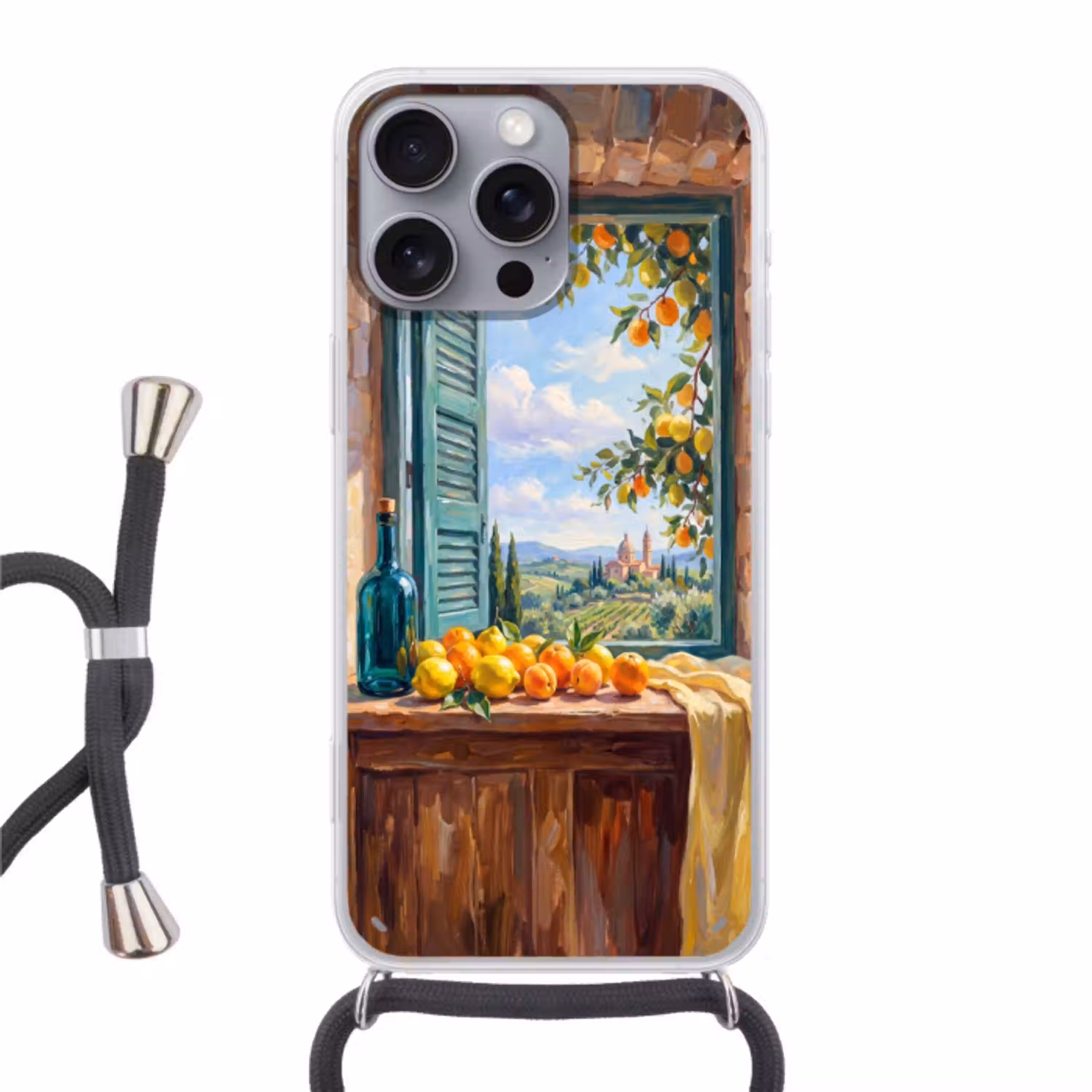 Fles - Fruit - Stilleven Hoesje iPhone 16 Pro Max met koord klein -3d