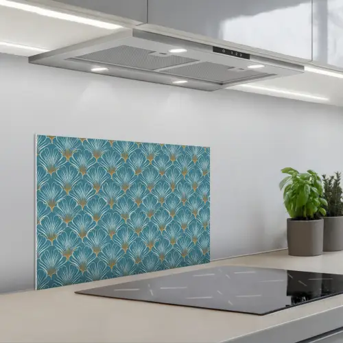 Symmetrisch - Patroon - Blauw keuken achterwand spatscherm klein 900 -3d_schuin