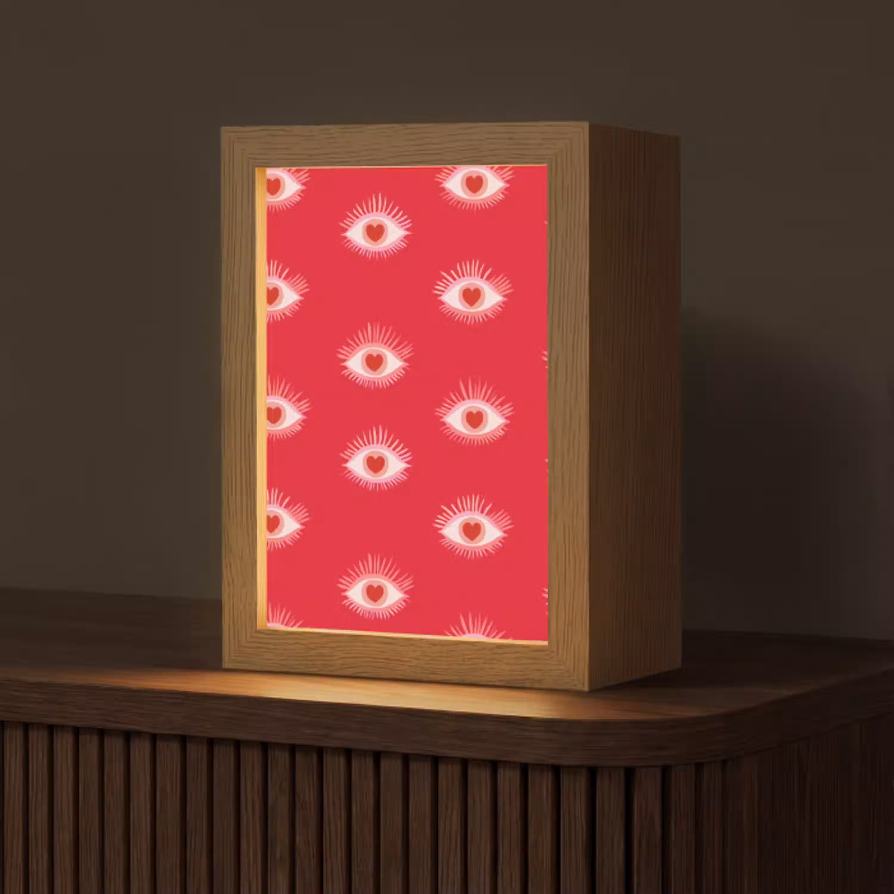 Ogen - Hart - Abstract - Rood - Roze Light Box met kabel (Tafellamp) klein 925 -z3d_website