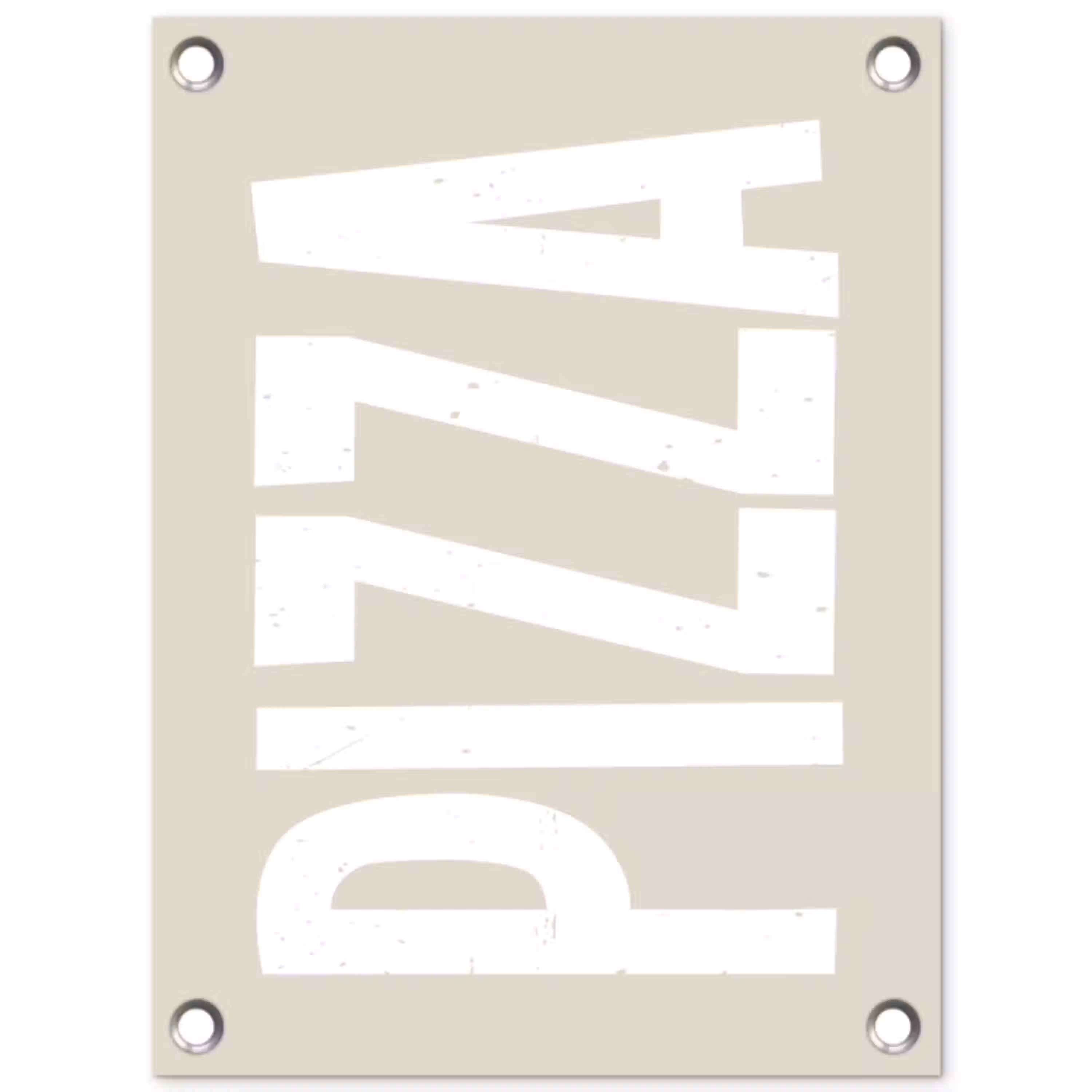 Pizza - Decoratie - Japandi - Wit tuinposter los doek klein -3d