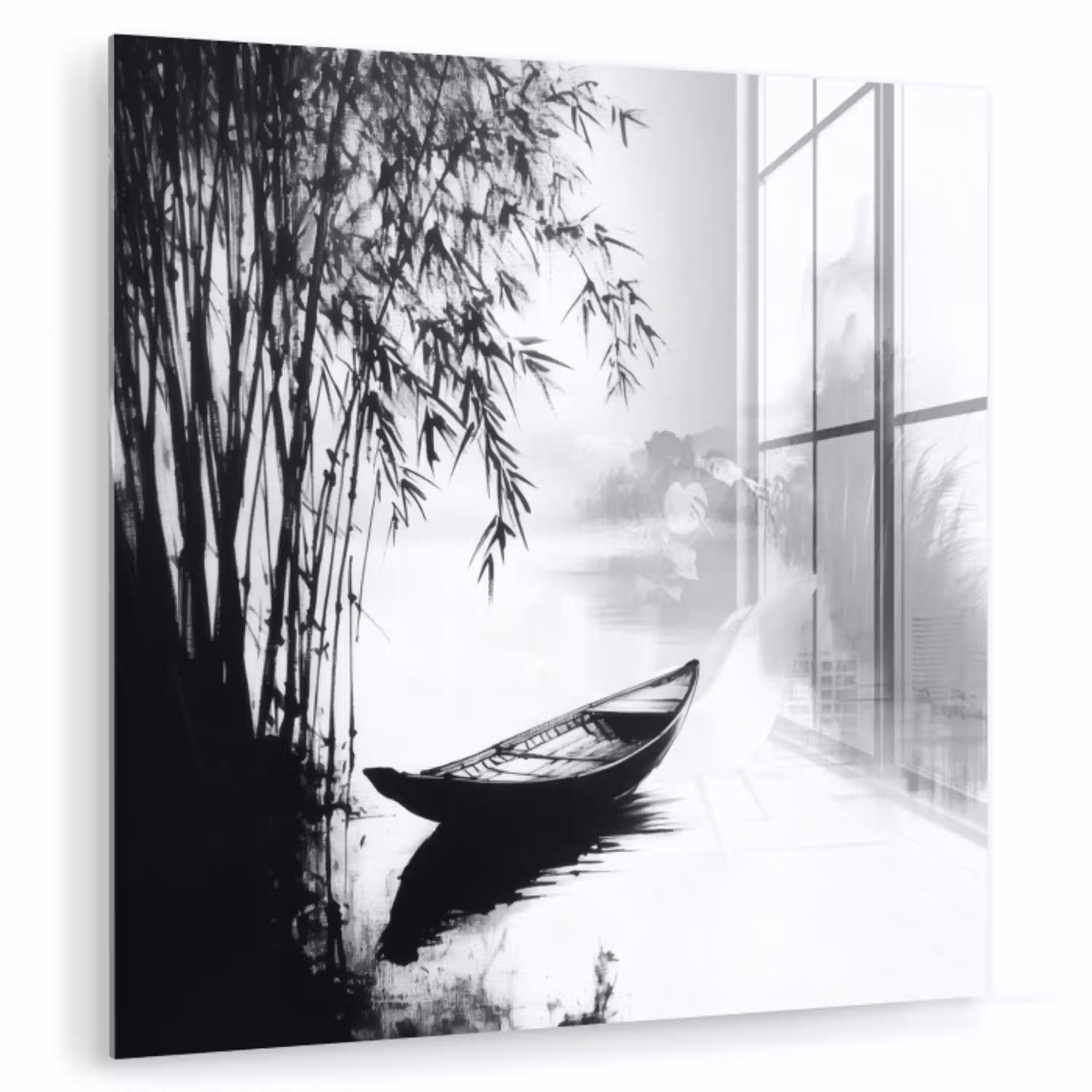 Boot - Rivier - Bamboe - Wit plexiglas 5mm klein -zzzproduct_nieuw