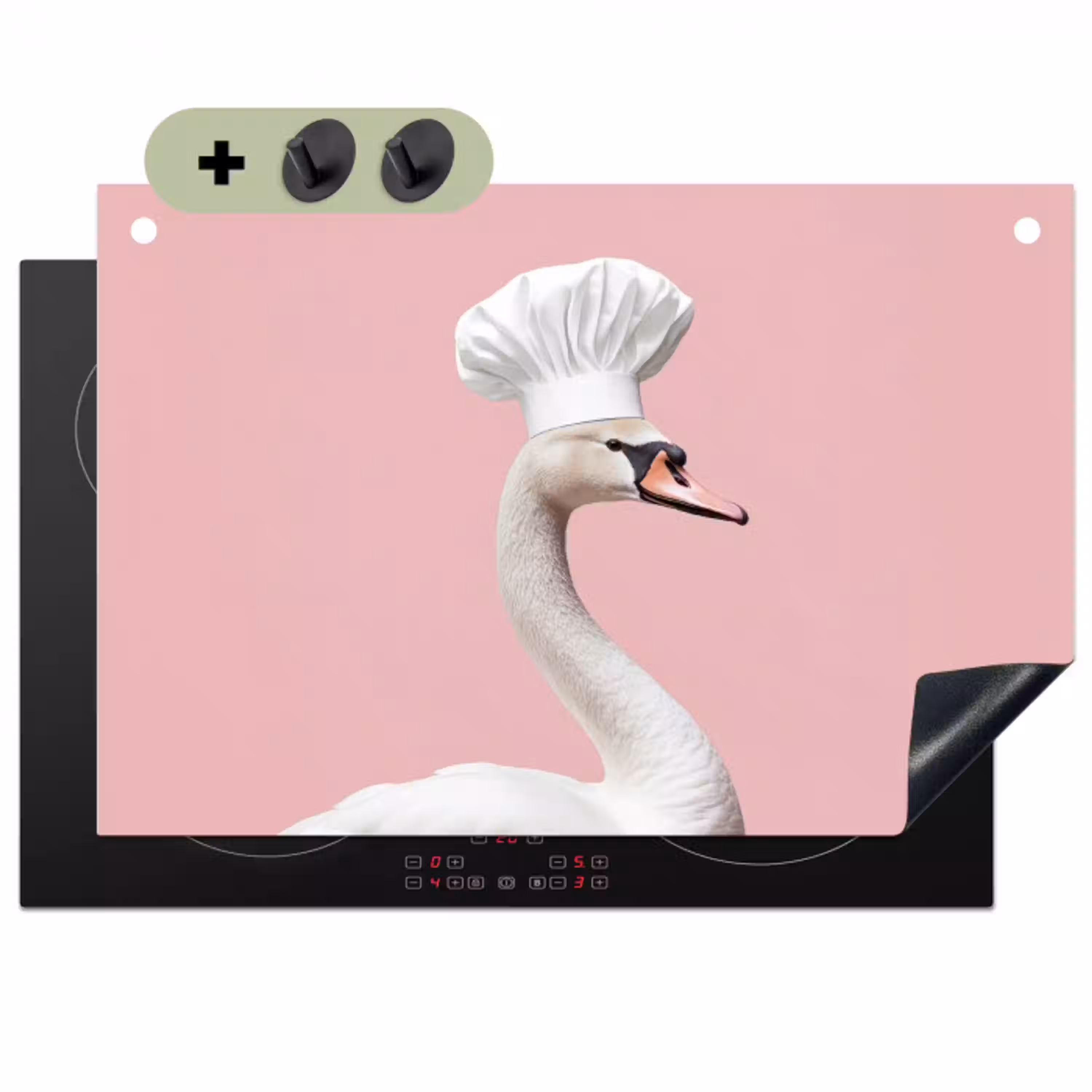 Zwaan - Koksmuts - Mooi - Klassiek Inductie beschemer met haakjes klein -3d