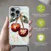 Kersen - Rood - Mozaïek - Blaadjes Hoesje iPhone 16 Pro Max met koord klein -sfeer2_NL
