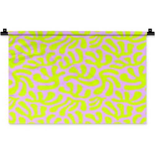 Organisch - Lila - Groen - Patroon Wandkleed katoen klein 269 -zz3d