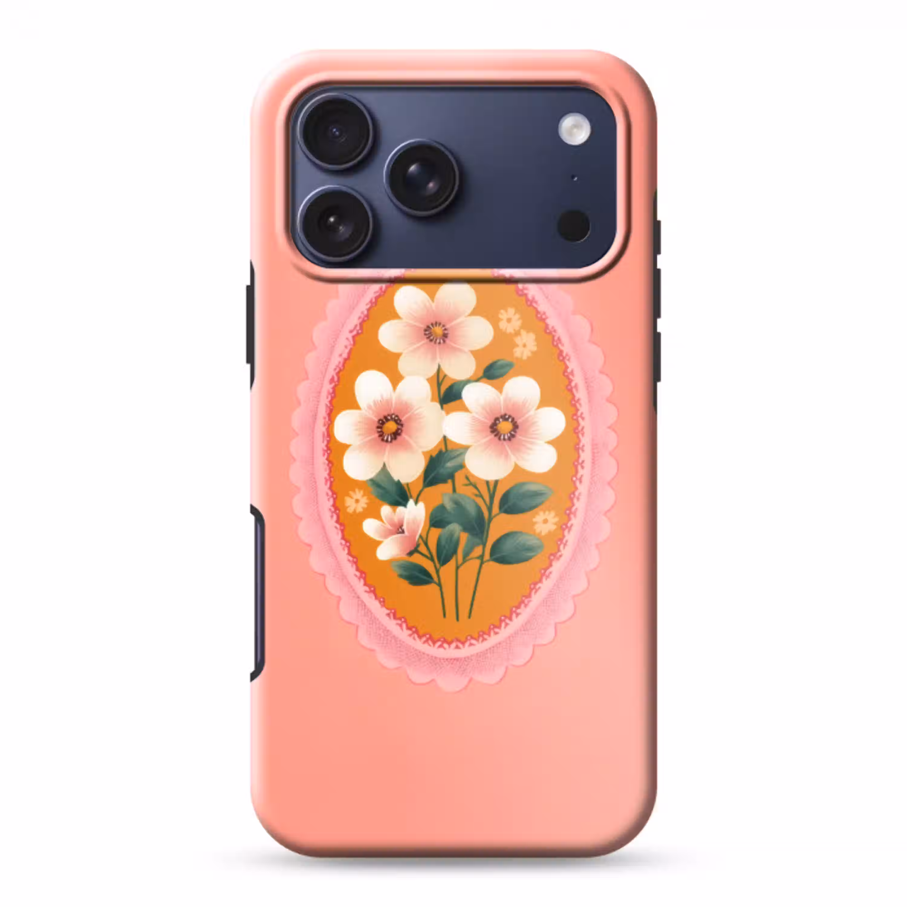 Illustratie - Bloemen - Rand - Roze Toughcase MagSafe Apple iPhone 17 Pro Max klein -3d