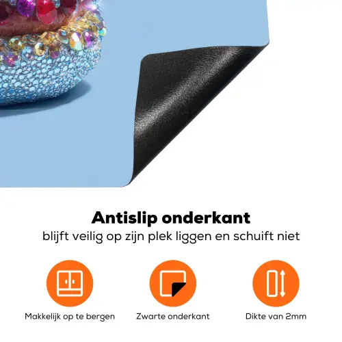 Glitters - Hamburger - Blauw Inductie beschermer vinyl 3mm klein -zzzzzzz-td-onderkant
