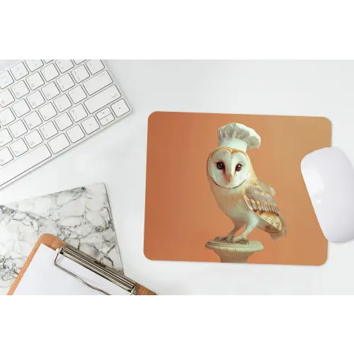 Kerkuil - Koksmuts - Oranje - Vogel muismat rubber klein -witbureau