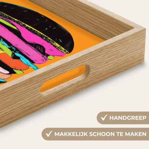 Hamburger - Kleurrijk - Speels Dienblad Rechthoek middel -USP_HandgreepNL