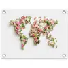 Wereldkaart - Bloemen - Subtiel tuinposter los doek klein -3d