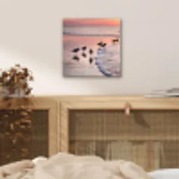 Meeuwen - Strand - Zee - Roze aluminium wit klein -sfeer3
