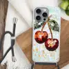 Kersen - Rood - Mozaïek - Blaadjes Hoesje iPhone 16 Pro Max met koord klein -sfeer4