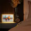 Modern - Oranje - Grijs - Kunst Light Box met kabel (Tafellamp) klein -sfeer1