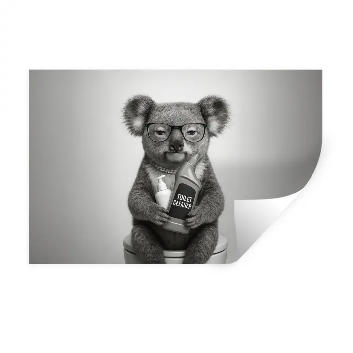 Koala - Bril - Toilet Muursticker klein -3d