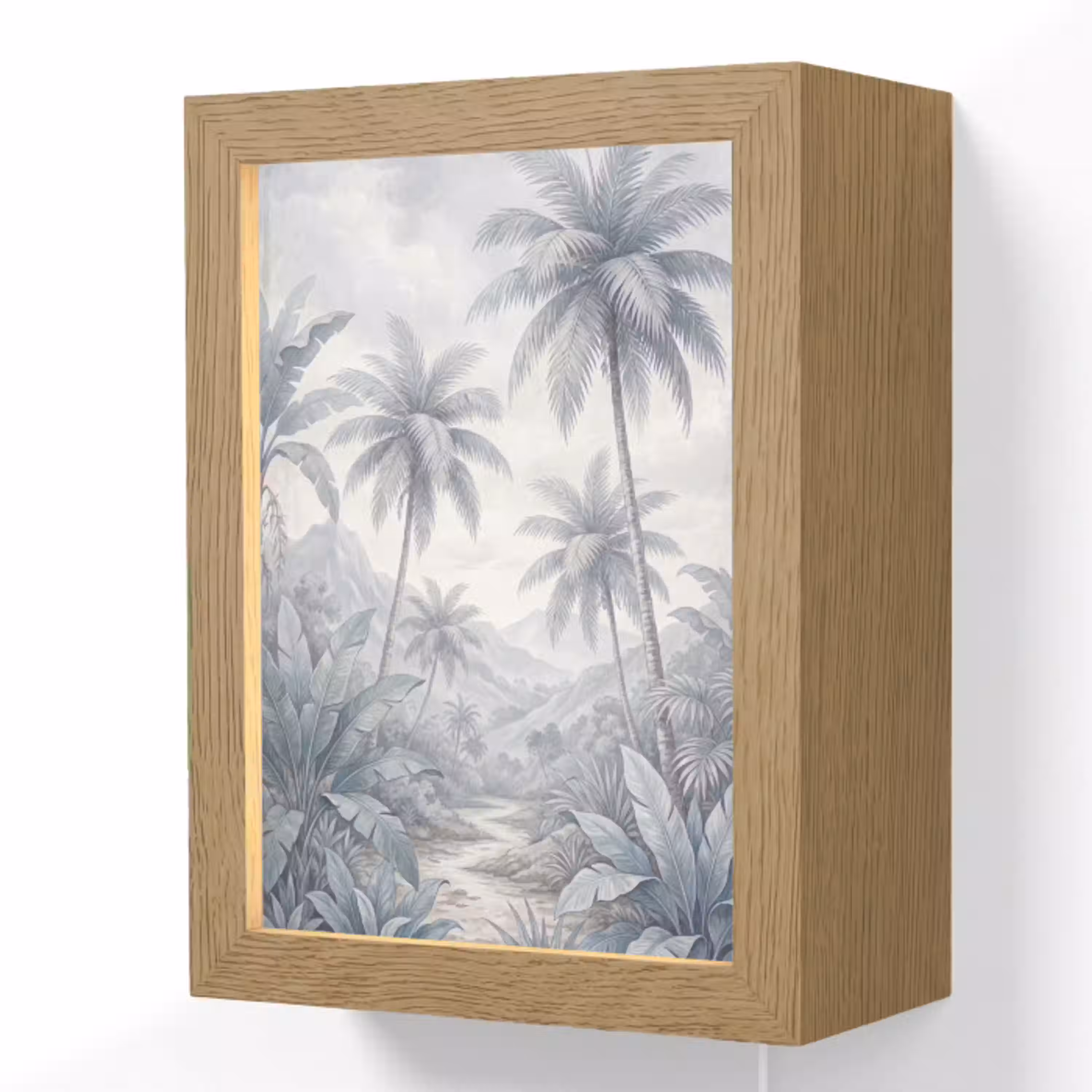 Natuur - Boom - Tropisch - Landschap - Blauw Light Box met kabel (Wandlamp) klein -3d
