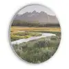 Berglandschap - Rivier - Bos Akoestische PET Vilt - Rond klein -3d