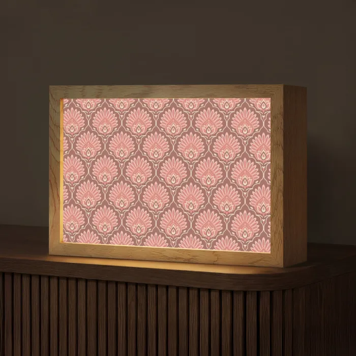 Waaiermotief - Patroon - Roze Light Box met kabel (Tafellamp) klein -z3d_website