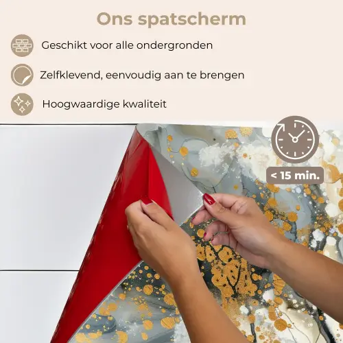 Boom - Modern - Abstract - Goud - Zwart - Wit keuken achterwand spatscherm klein -spatscherm_NL