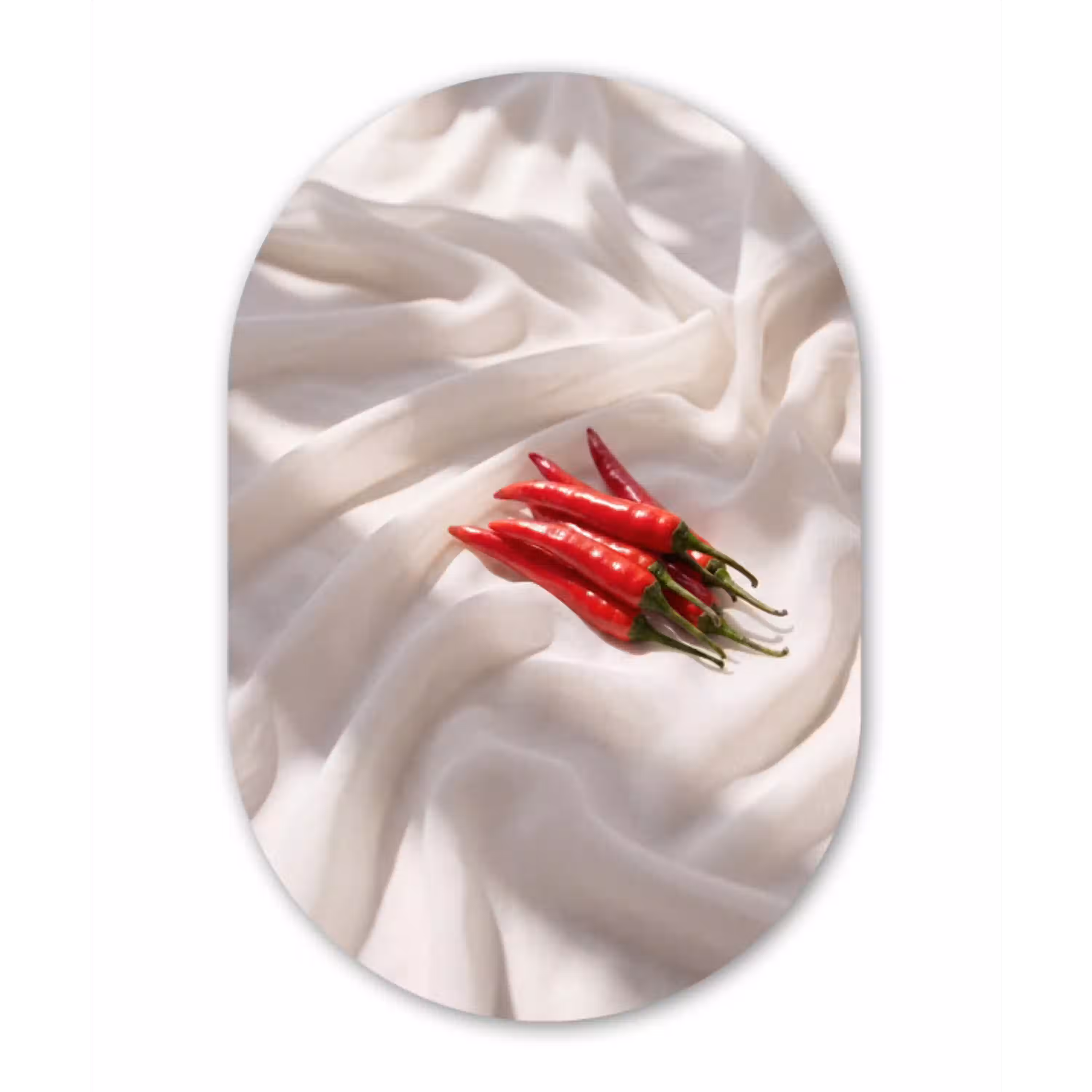 Peper - Rood - Eten Wandcirkel Ovaal Aluminium middel -3d