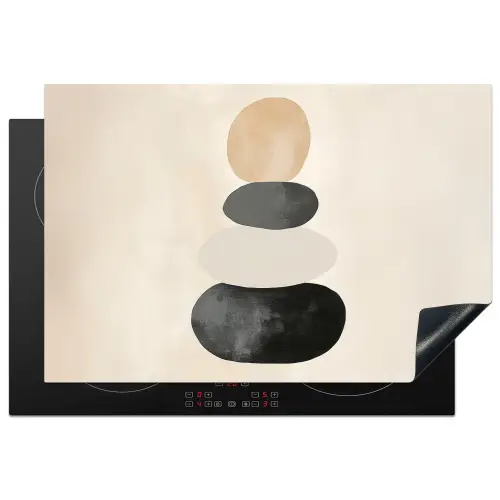 Japandi - Wabi sabi - Beige Inductie beschermer vinyl 3mm klein -3d