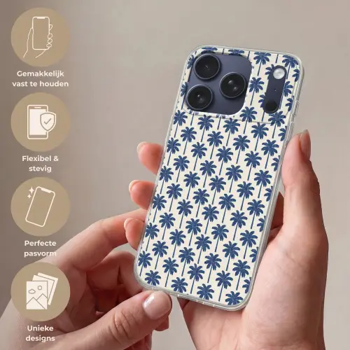 Symmetrisch - Palm - Blauw Telefoonhoesje iPhone 17 Pro klein 878 -sfeer3_NL