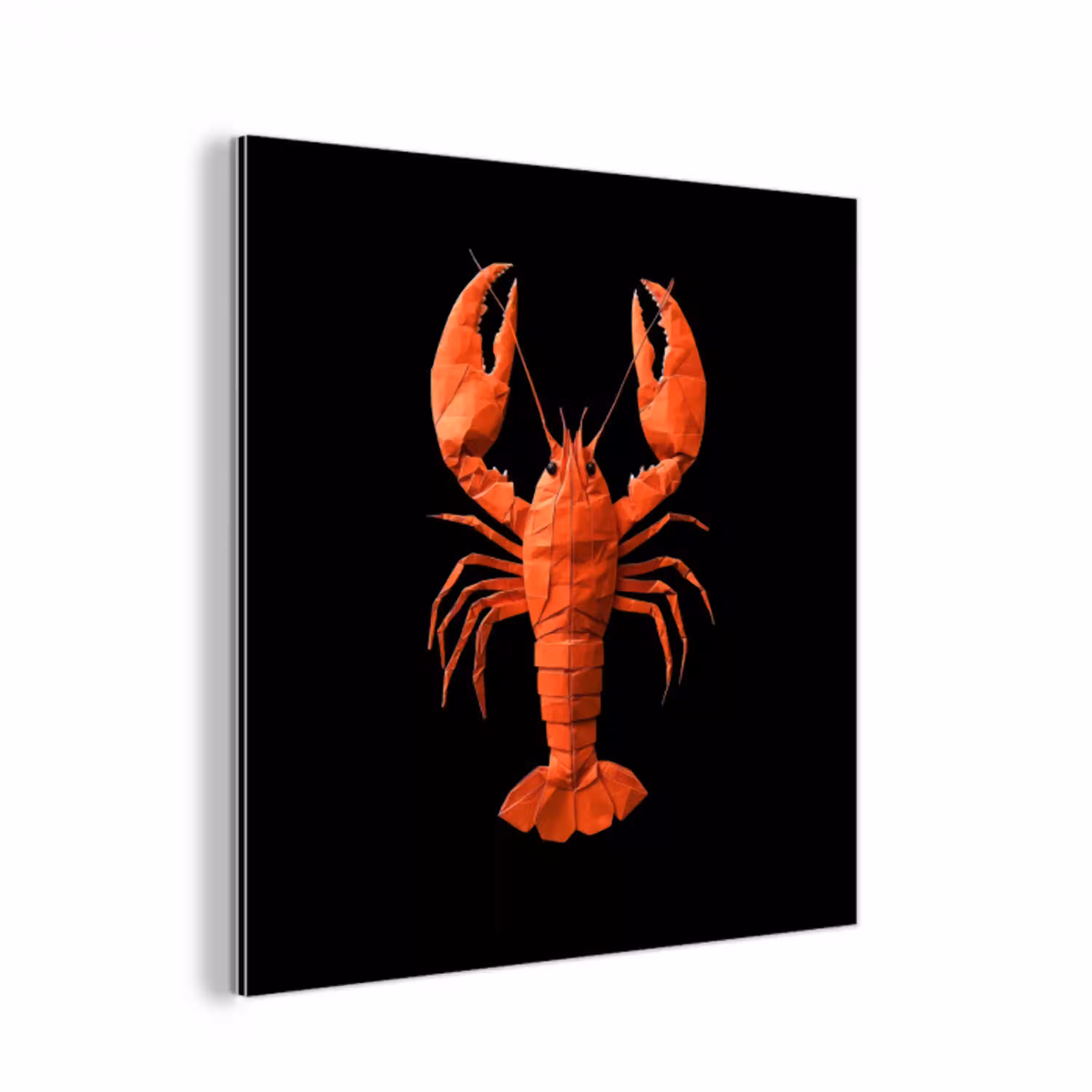 Kreeft - Papier - Origami papier - Rood aluminium wit klein -3d