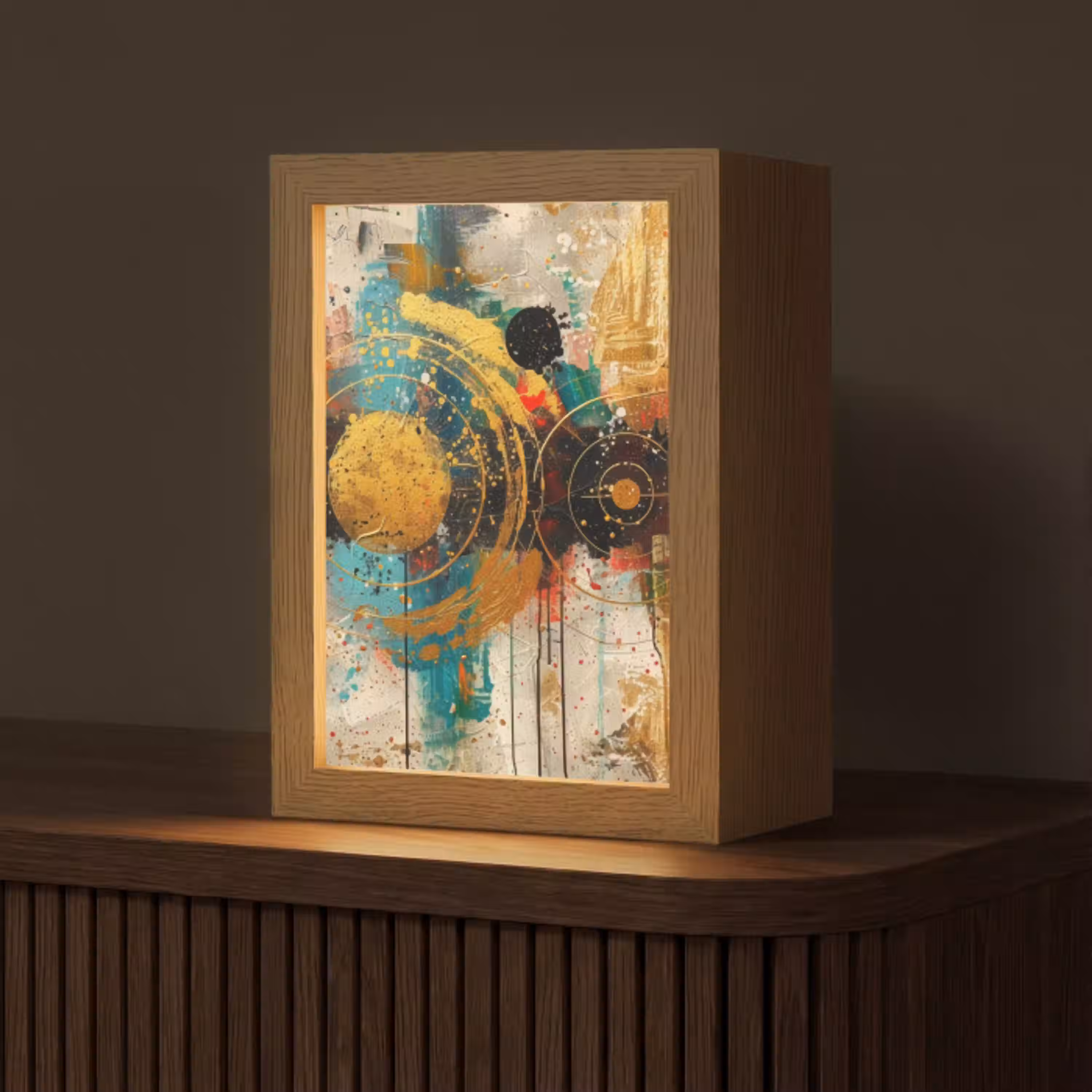 Kunst - Abstract - Aesthetic - Goud Light Box met kabel (Tafellamp) klein -z3d_website