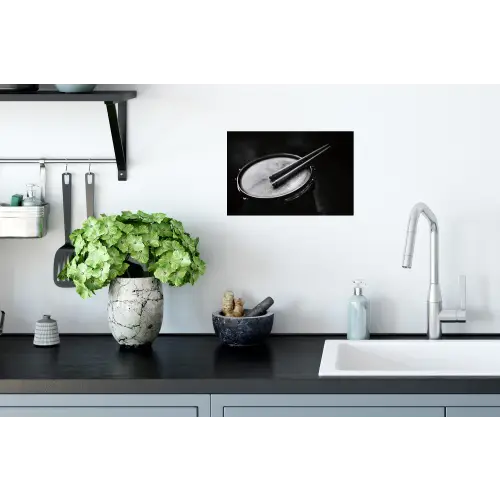 Trommel - Close-up - Drumstokken - Zwart Muursticker klein -keuken