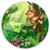 Aap - Jungle - Jongens - Meisjes - Bloemen - Kids Wandcirkel kunststof plaat 5mm dik klein -3d