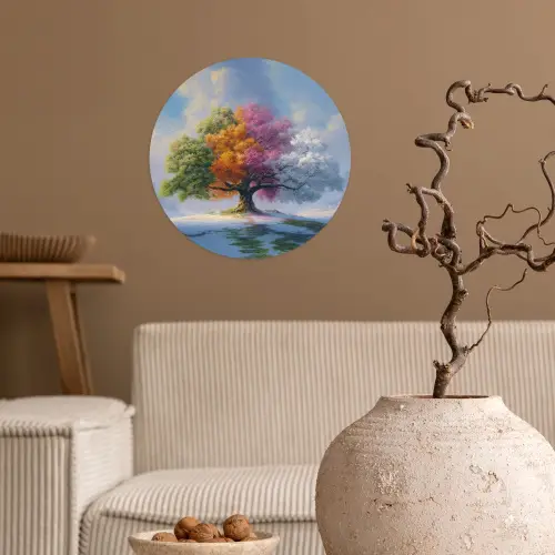 Boom - Seizoenen - Winter - Landschap Wandcirkel behangsticker klein -sfeer1