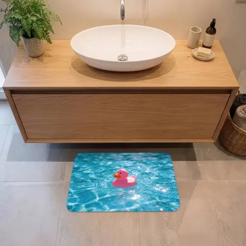 Badeend - Dobberend - Roze Badmat klein -sfeer1