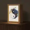 Yin Yang - Abstract - Zwart - Wit - Goud Light Box met kabel (Tafellamp) klein -z3d_website