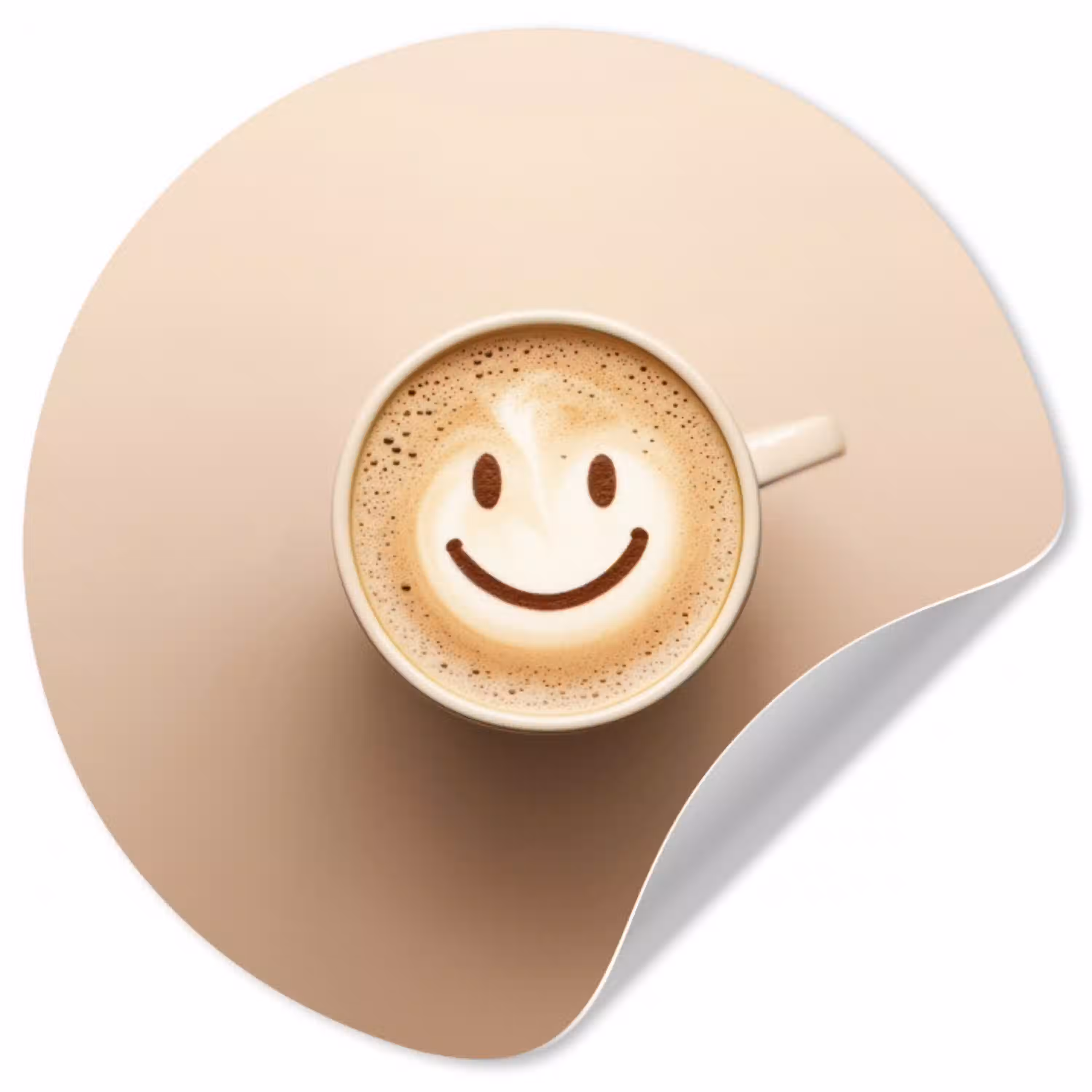 Koffie - Melkschuim - Lach - Beige Wandcirkel behangsticker klein -3d