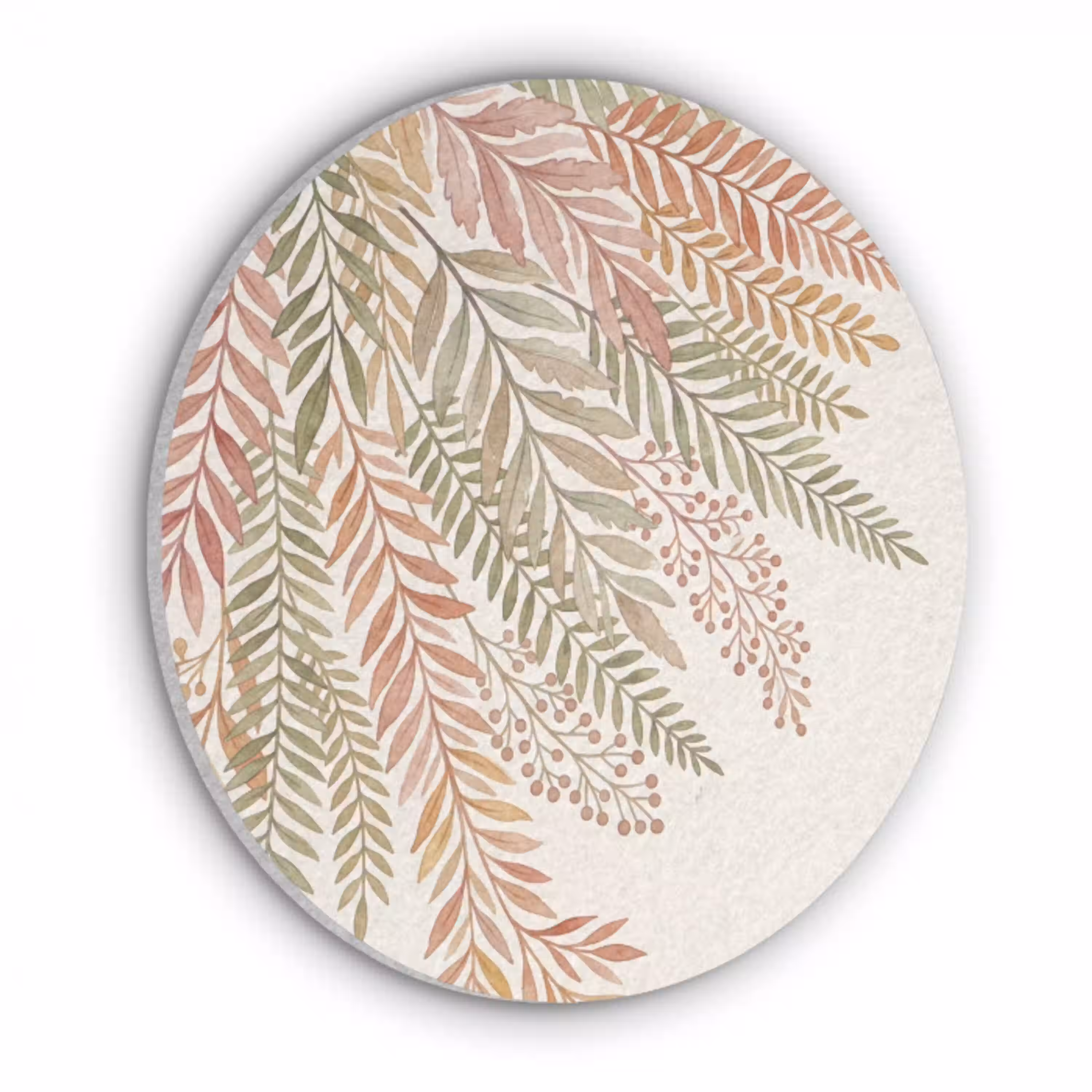 Botanisch - Aquarel - Kleurrijk Akoestische PET Vilt - Rond klein -3d