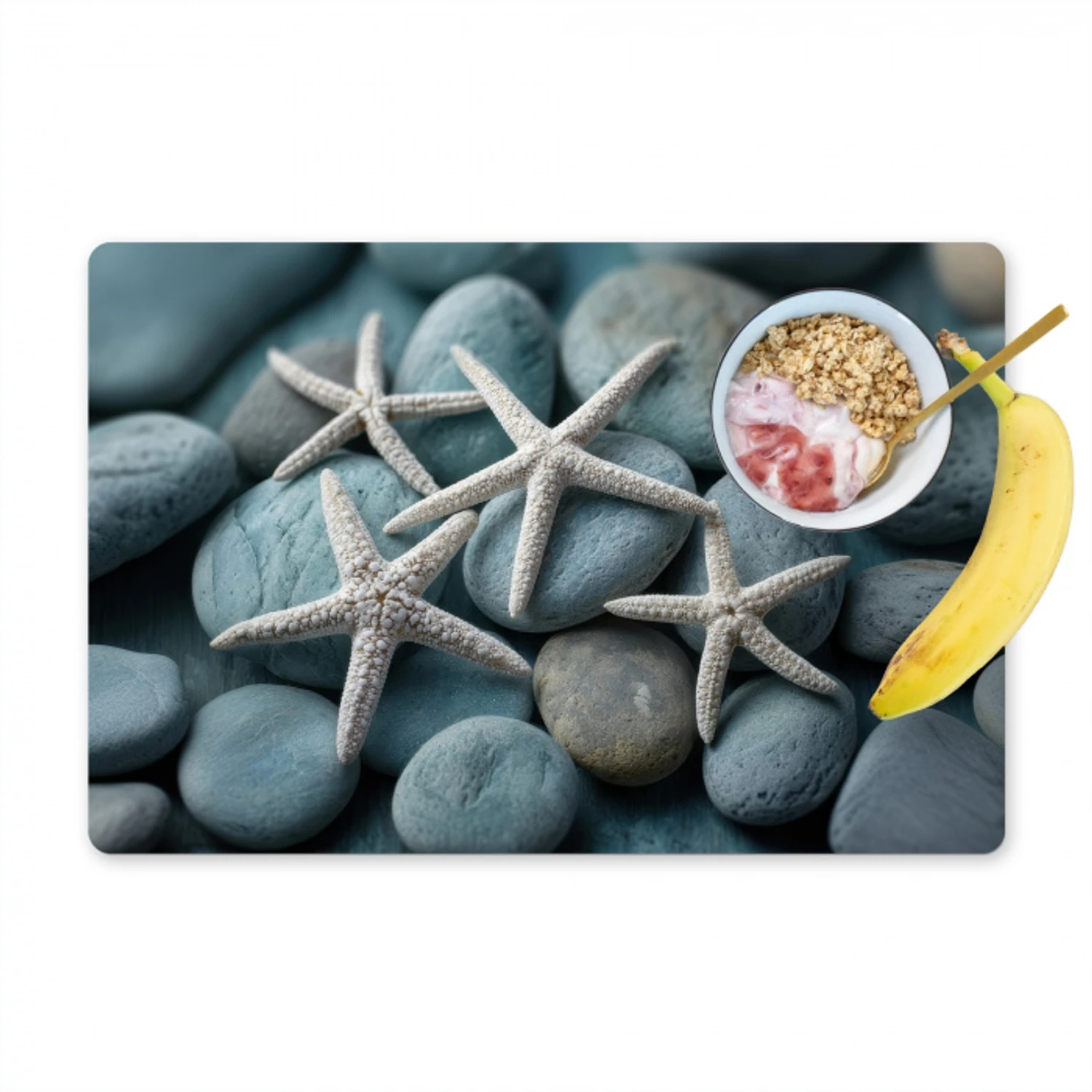 Zeesterren - Stenen - Wit Placemat vinyl groot -zzzproduct_Kitchenyeah-website