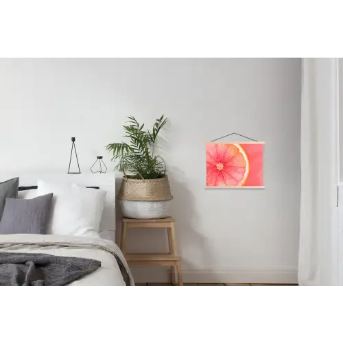 Grapefruit - Roze - Levendig textielposter latten blank klein -woonkamer