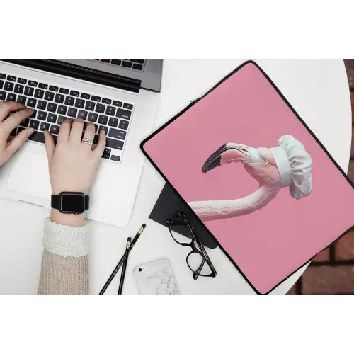 Flamingo - Roze - Koksmuts - Vogel laptophoes neopreen klein -bureau
